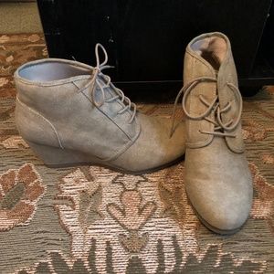 Tan Wedge Booties